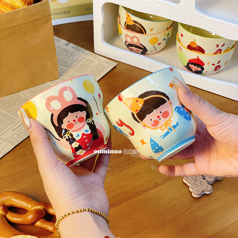 A【家有儿女】4英寸葫芦杯卡通可爱陶瓷釉下彩餐具套装易清洗