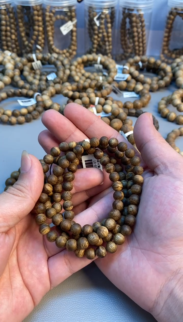 沉香手串文莱圆珠长串虎斑微瑕0.7多样性发其一