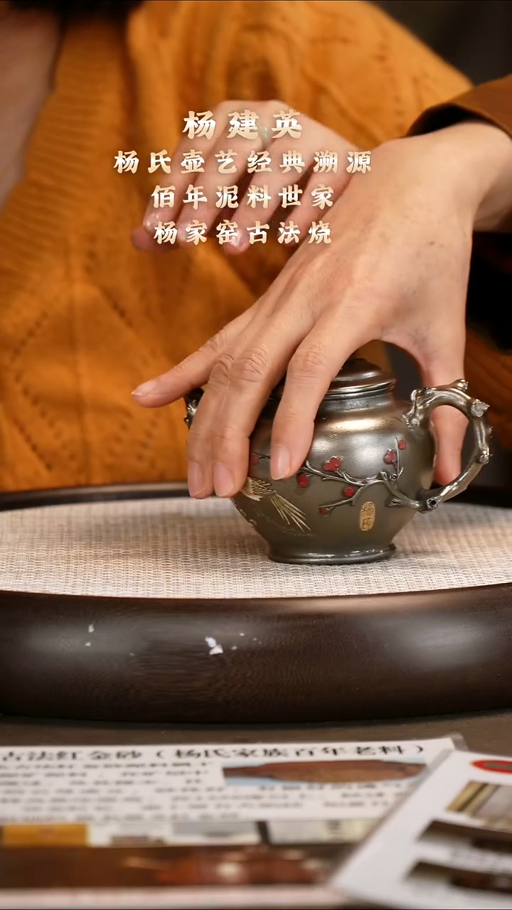 茶壶紫砂文***者【杨建英】琉璃金砂 报春 230cc