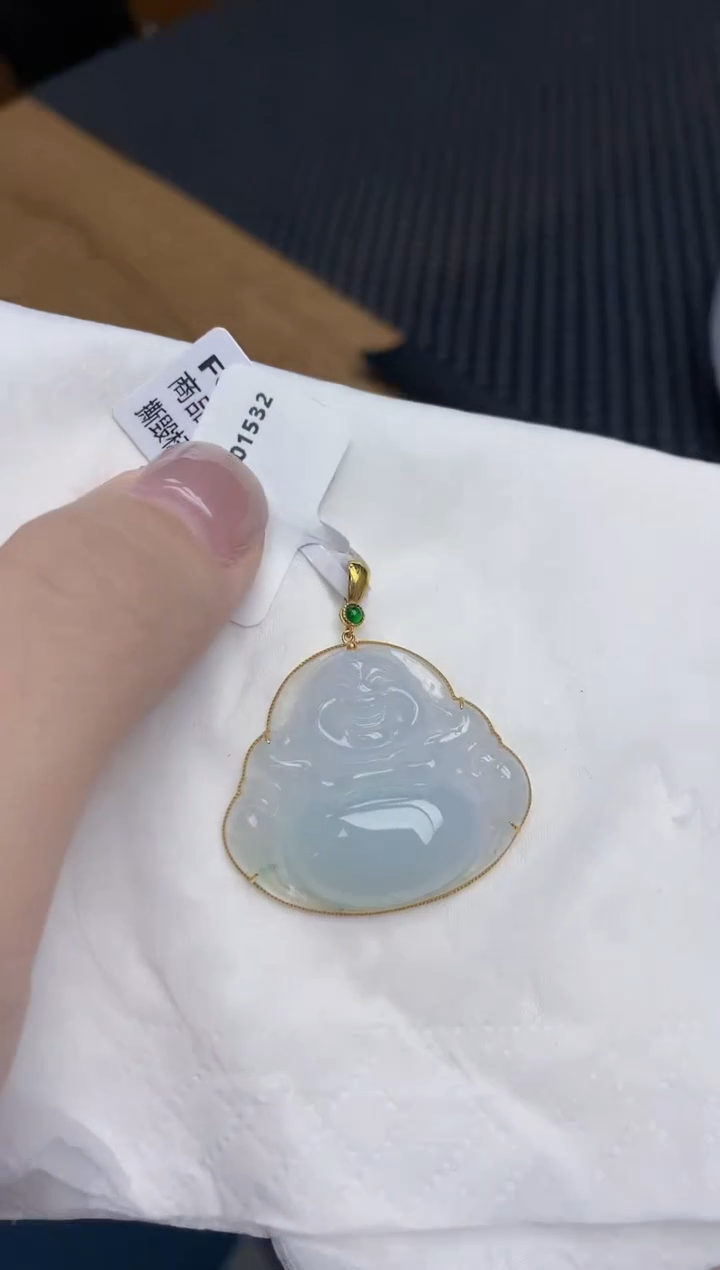 【闪购商品】翡翠颈饰18K金镶嵌天然翡翠A货