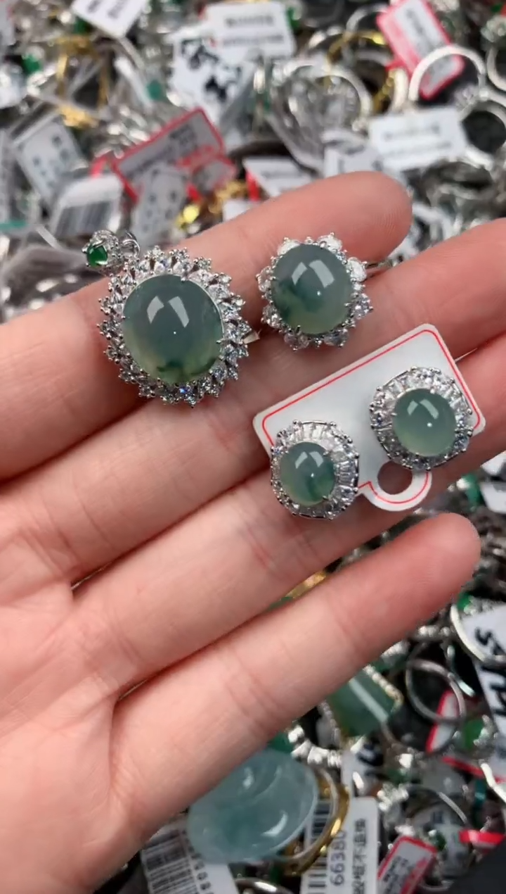 银S925镶嵌戒指翡翠8                  7