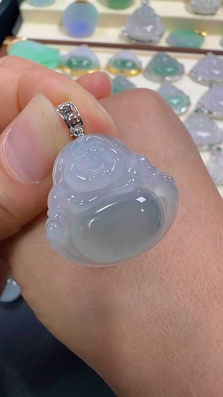 【闪购商品】翡翠颈饰18K金镶嵌翡翠佛公