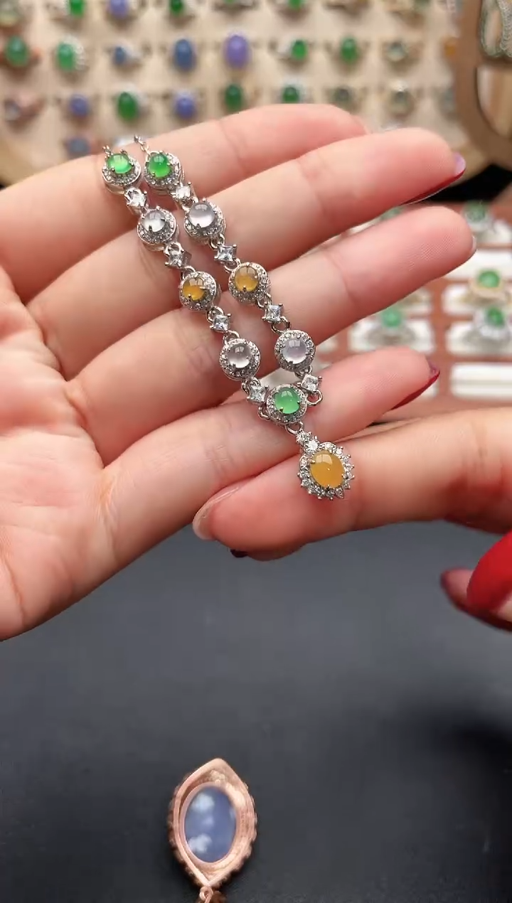 吊坠(不含链)银S925镶嵌翡翠一物一证一证