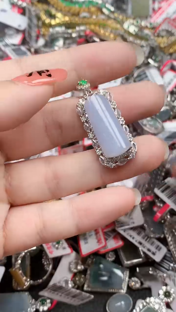 银S925镶嵌戒指翡翠天然A货缅甸翡翠