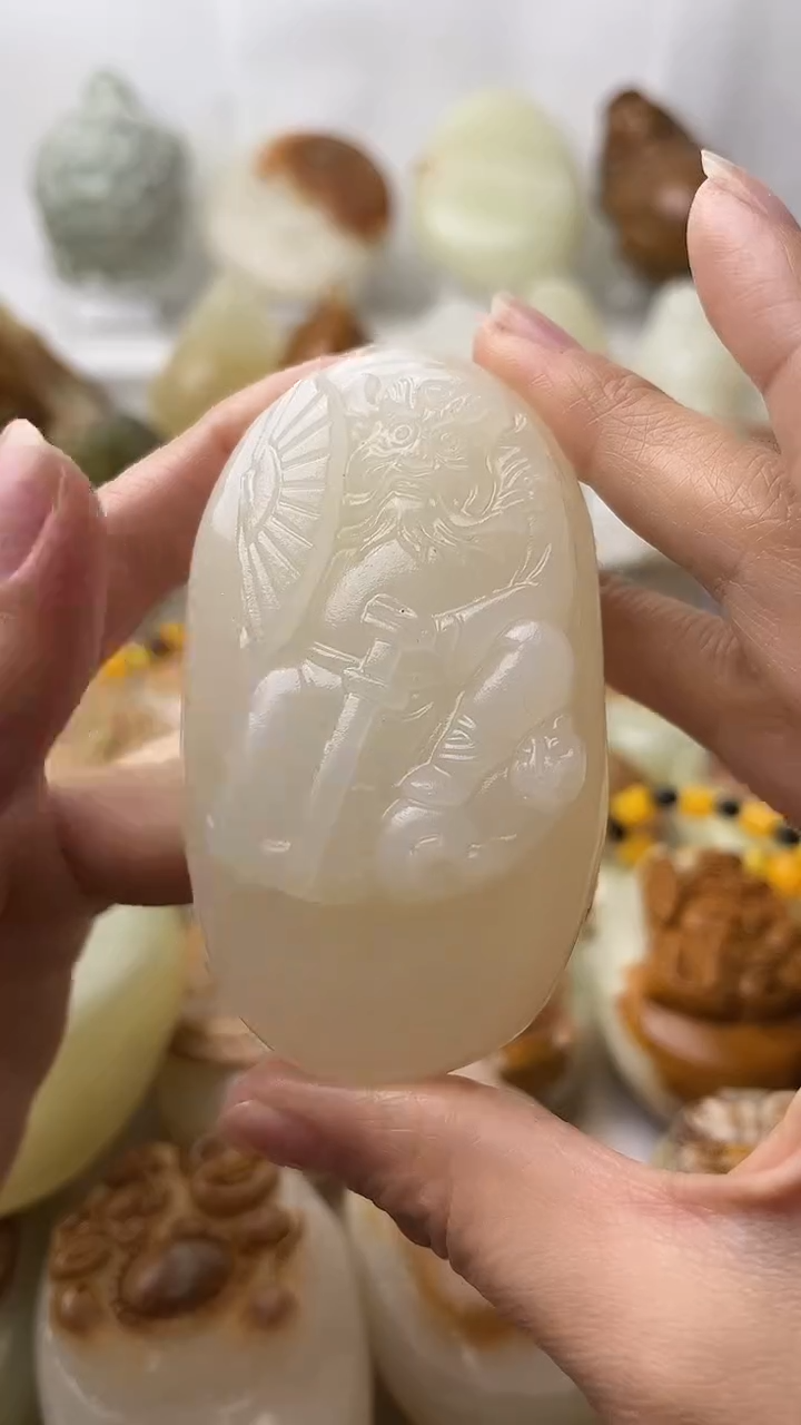 石材古青石棉纹正常不退换钟馗