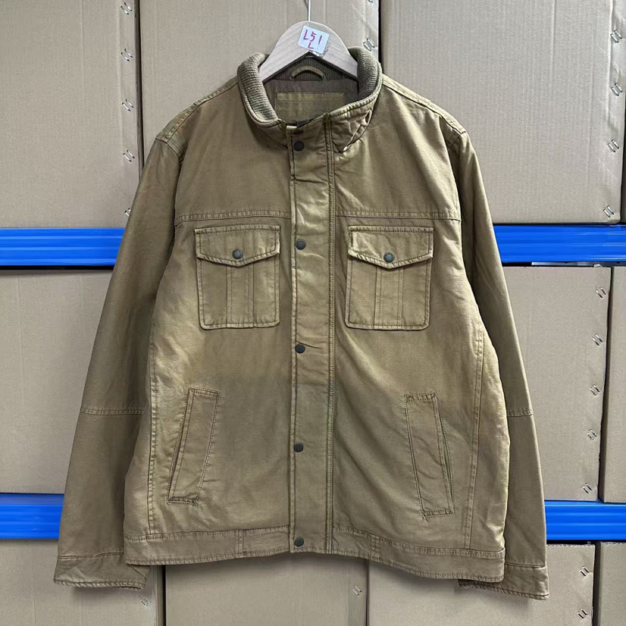 L51 小李必入重磅水洗做旧秋冬工装立领夹棉保暖外套