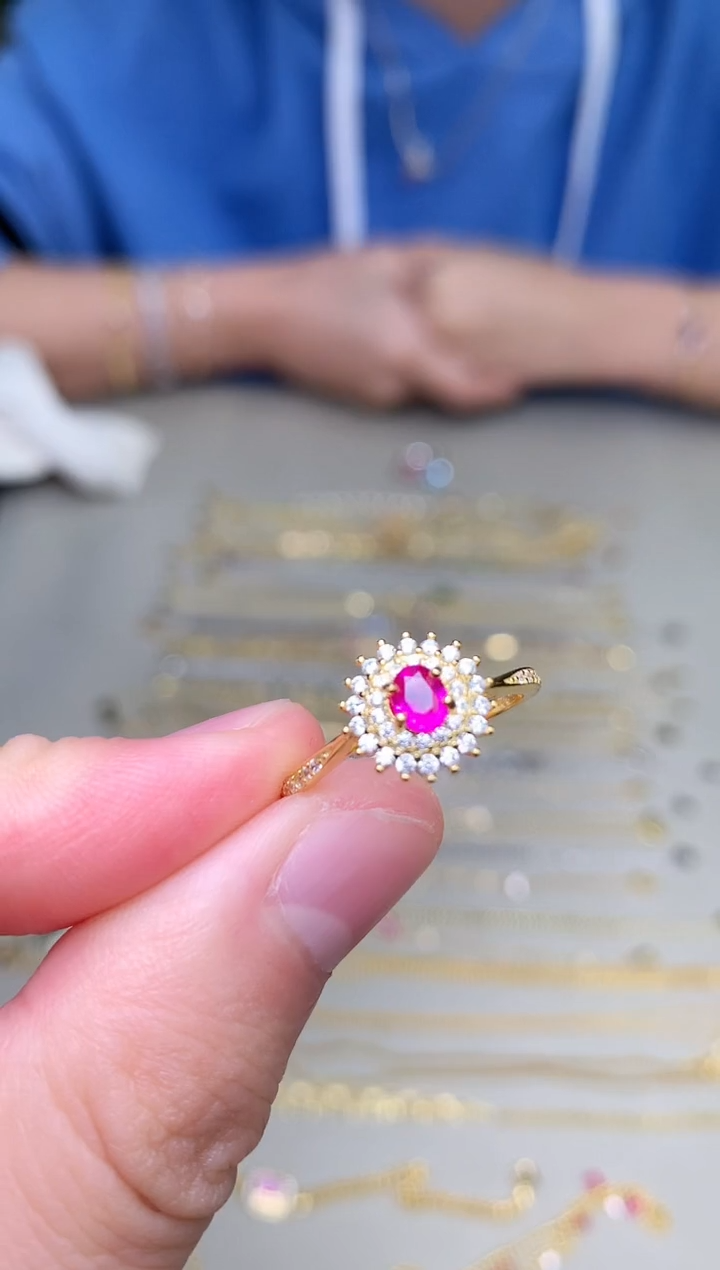 银S925镶嵌戒指红宝石戒指