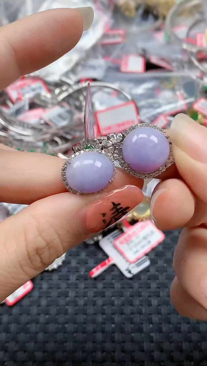 银S925镶嵌戒指翡翠天然A货缅甸翡翠