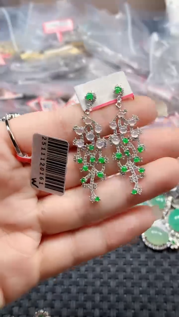 银S925镶嵌戒指翡翠天然A货缅甸翡翠