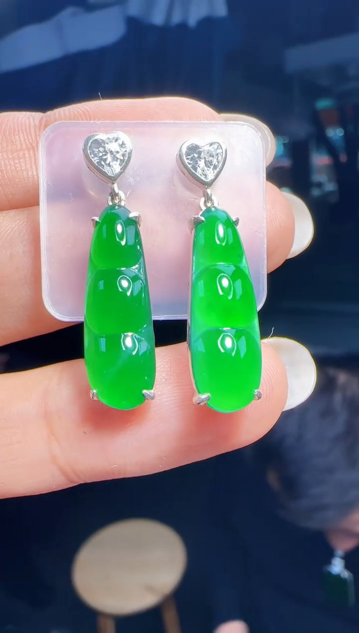 未镶嵌定制翡翠翡翠耳环92