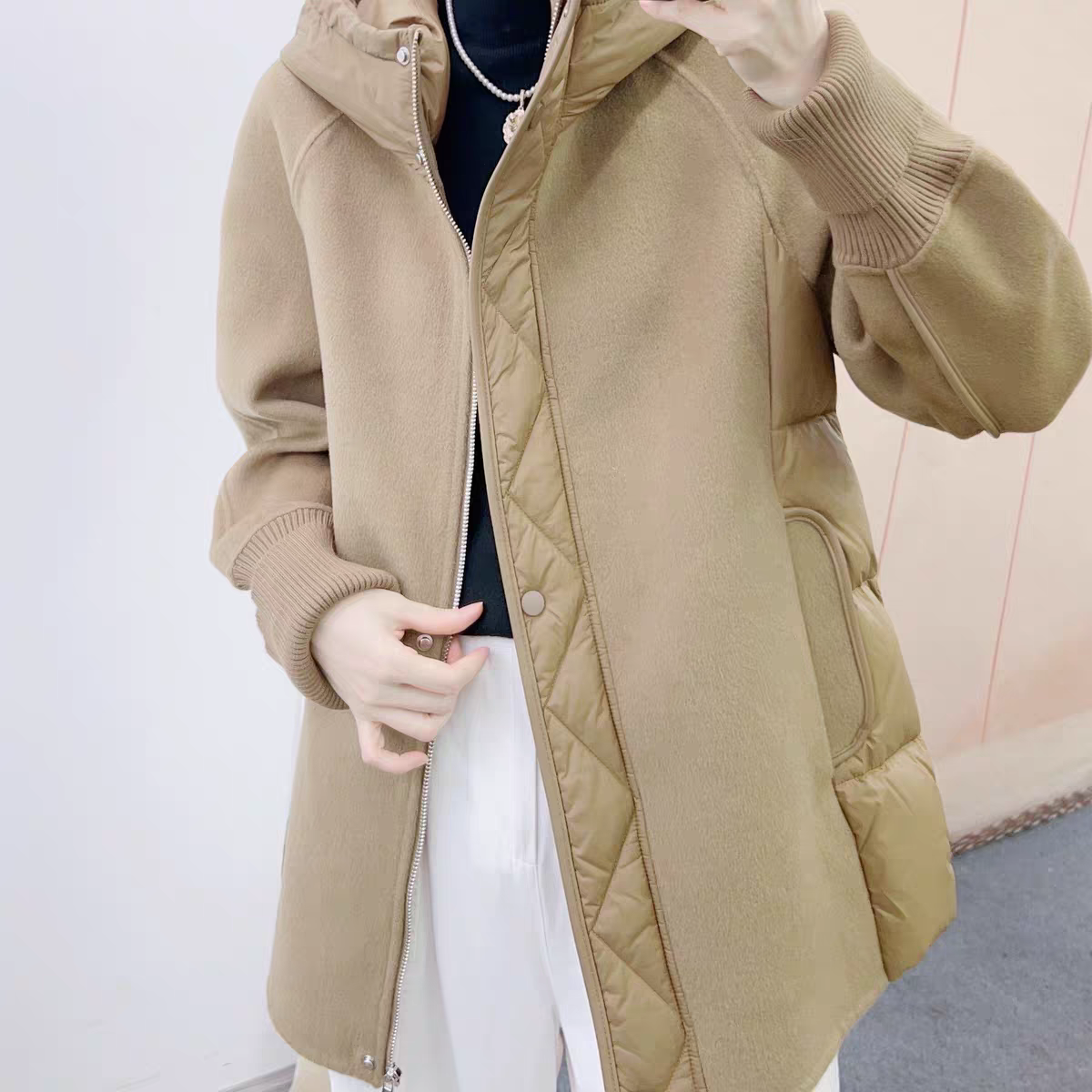 Y 613宽松百搭双面羽绒拼接加厚休闲时尚冬季羽绒服