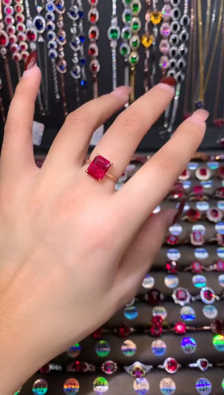 【闪购商品】红宝石戒指银S925镶嵌玫瑰金