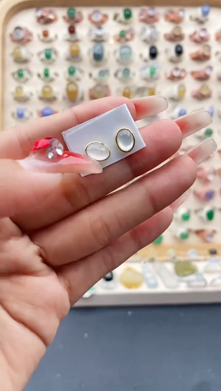 【闪购商品】翡翠耳饰银S925镶嵌缅甸天然A货翡翠333  9+