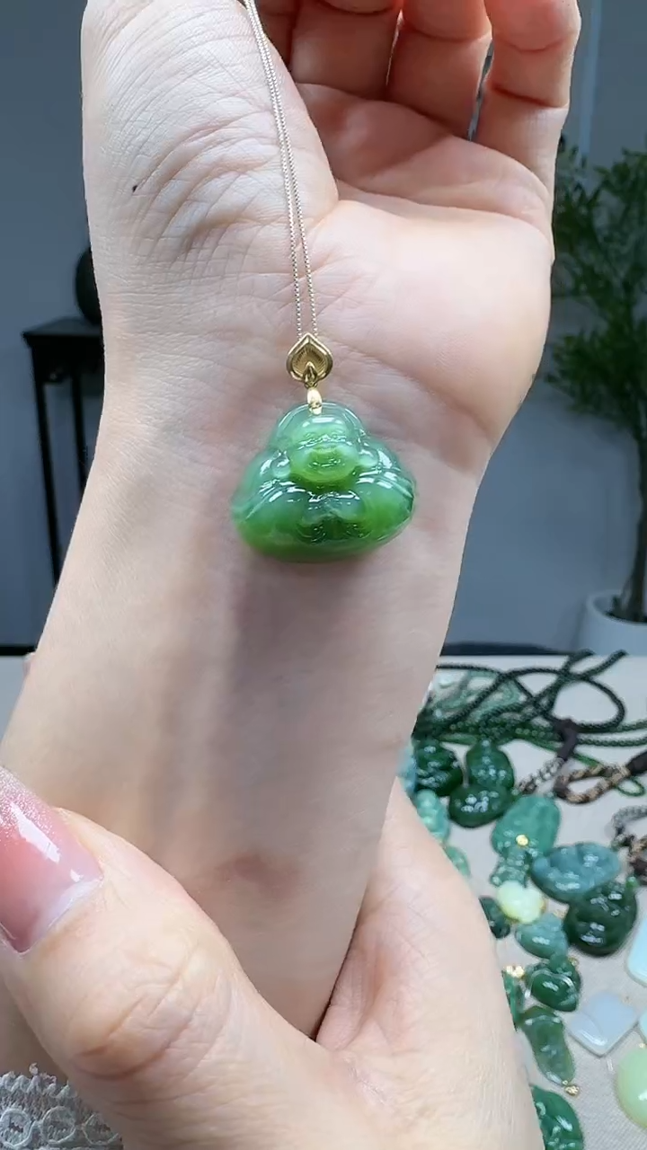 吊坠(不含链)18K金镶嵌和田玉1