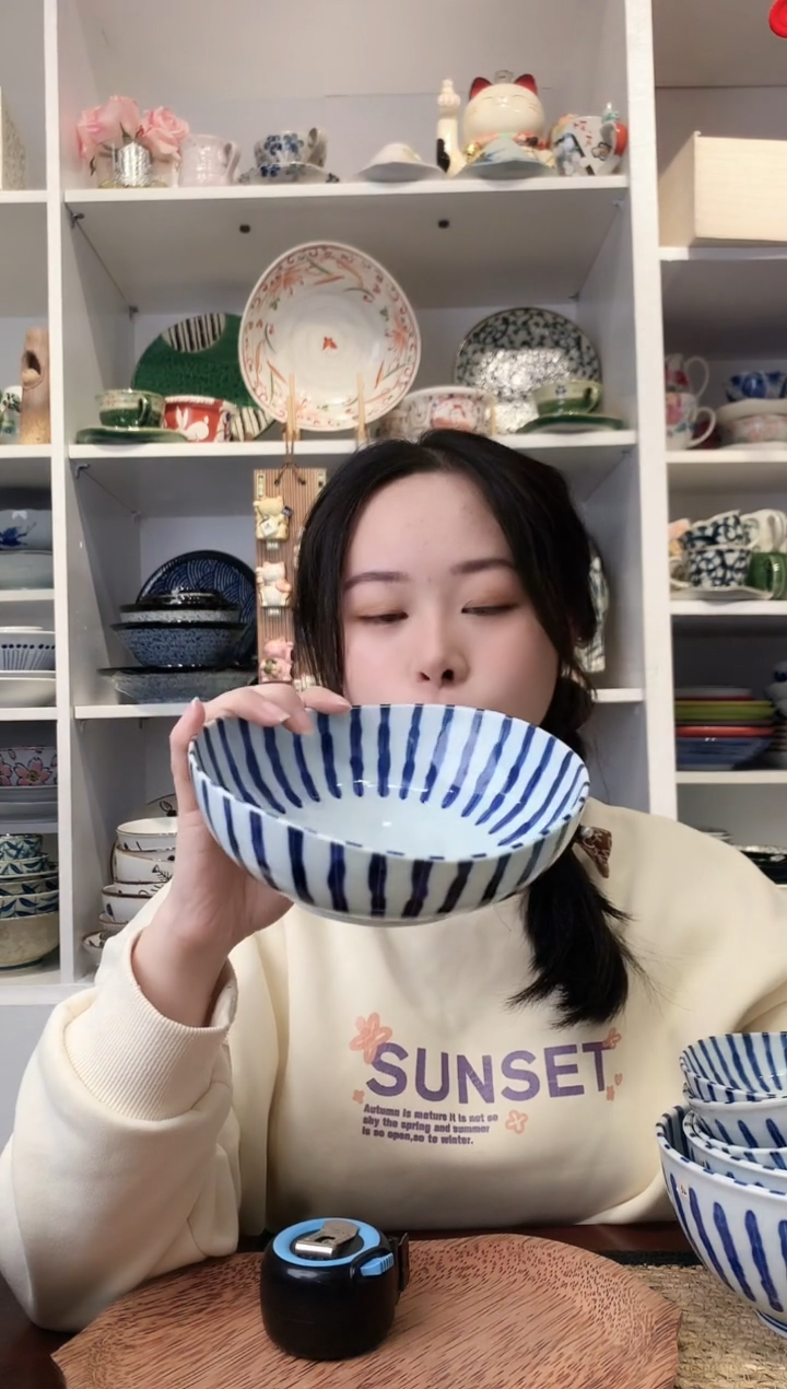 陶瓷浓十草55大钵17cm