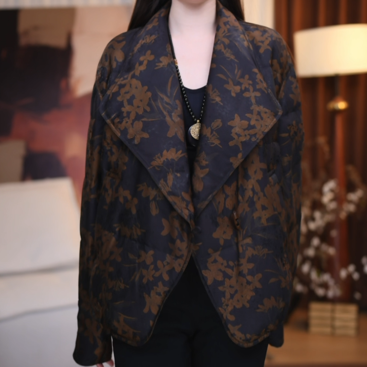 B【烨冬】新中式设计师高级气质保暖冬季宽松休闲羽绒服