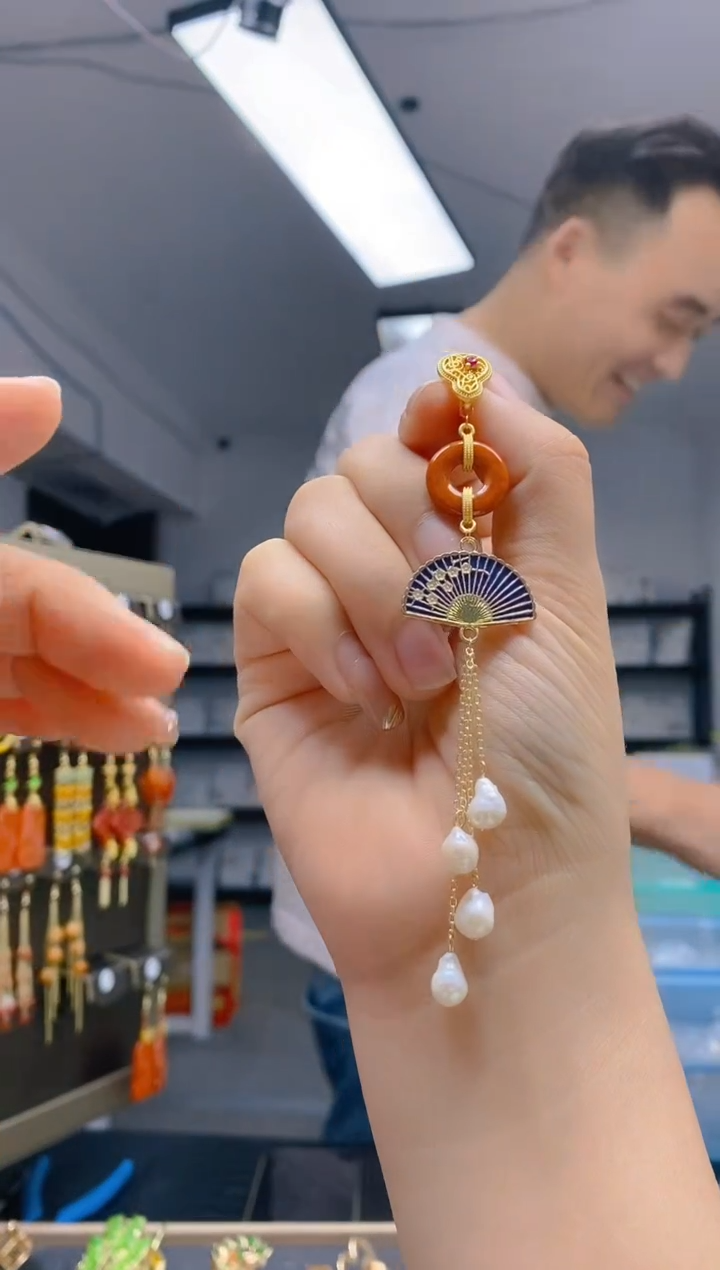 【闪购商品】翡翠耳饰合金120翡翠压襟