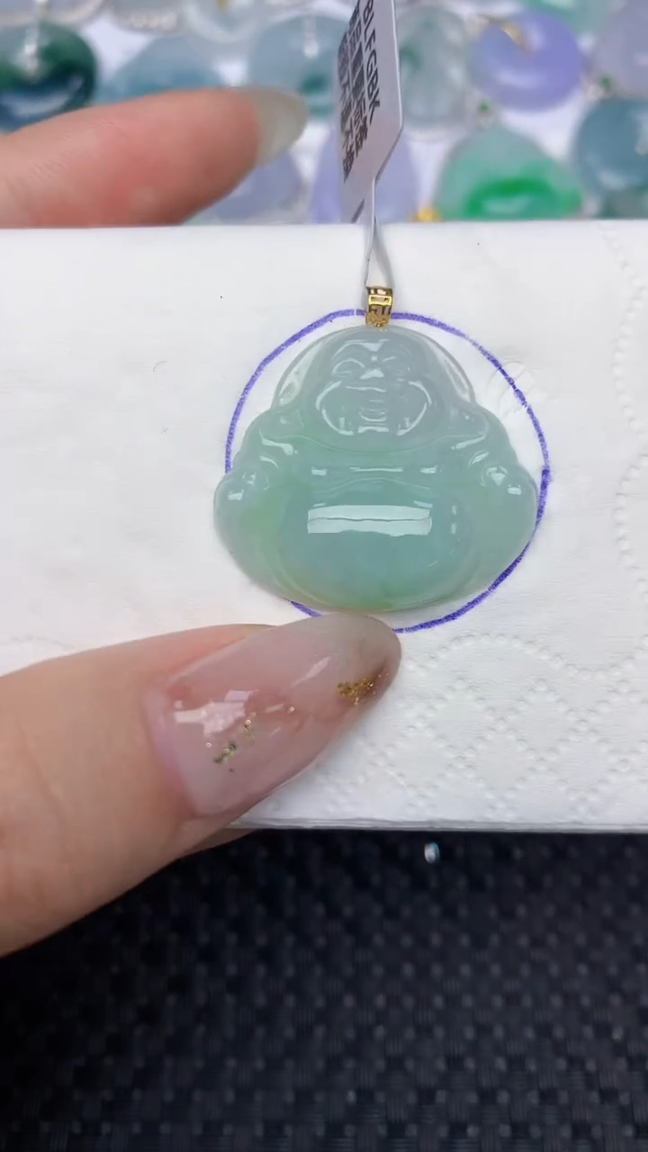 颈饰18K金镶嵌翡翠天然缅甸翡翠a货百元以上9元证书费自理