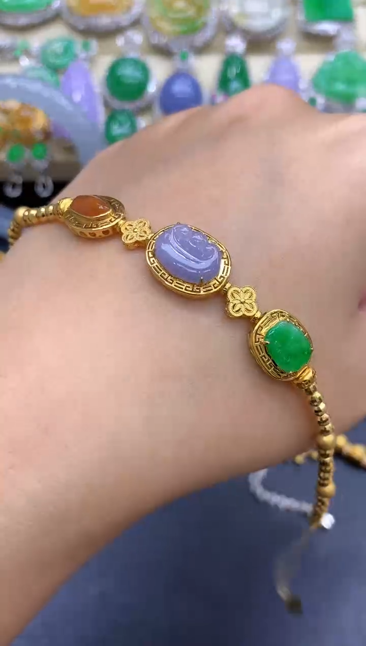 18K金镶嵌手链翡翠413-中国好珍宝