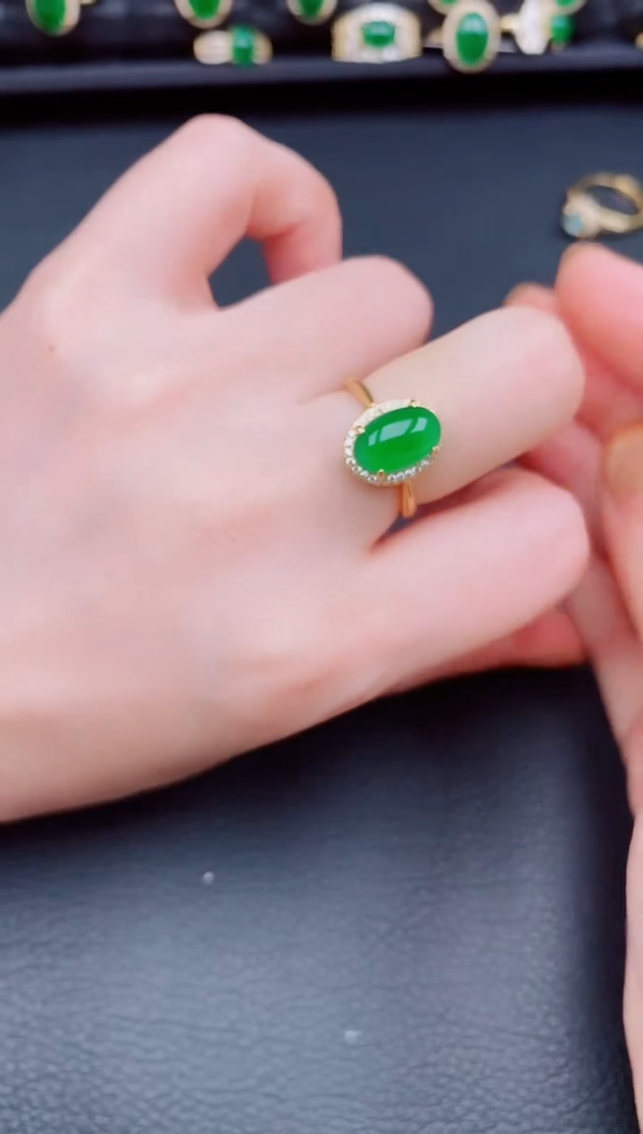 【闪购商品】翡翠戒指银S925镶嵌天然a货翡翠97