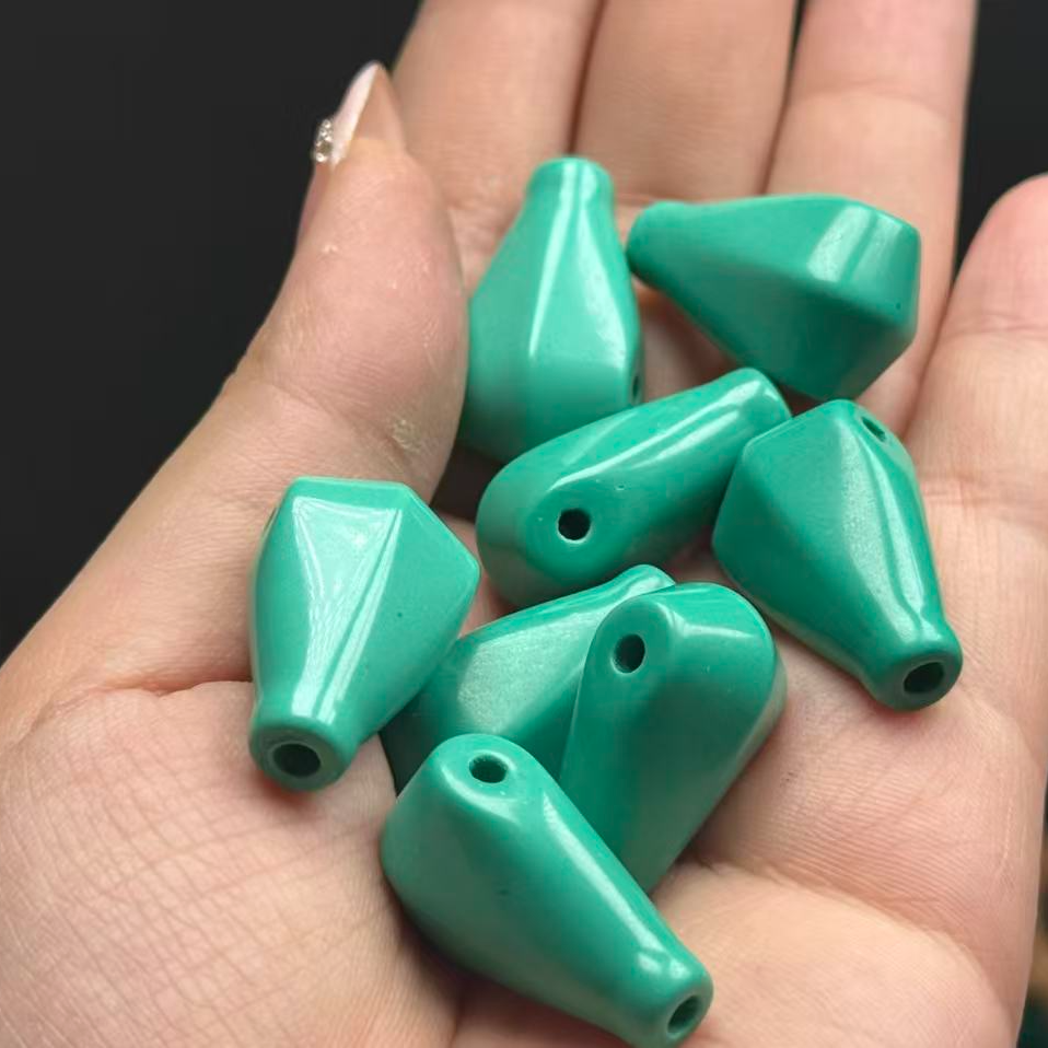 363 苹果绿 鲨鱼背14mm佛头 琉璃配饰 