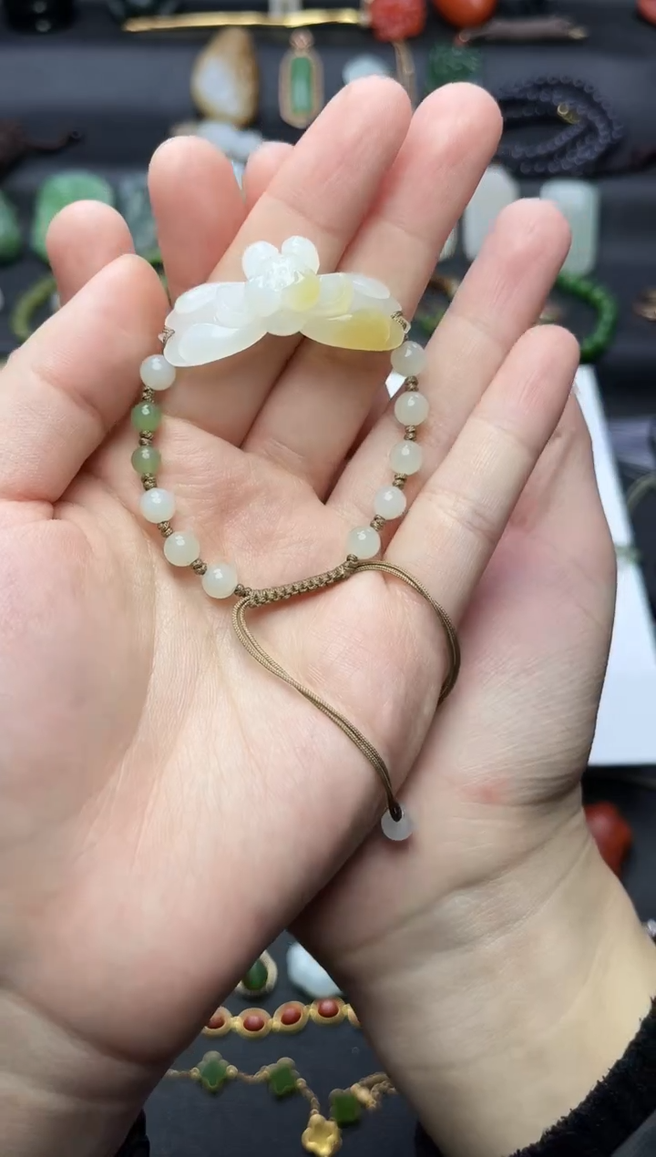 未镶嵌手绳和田玉荷花手绳06