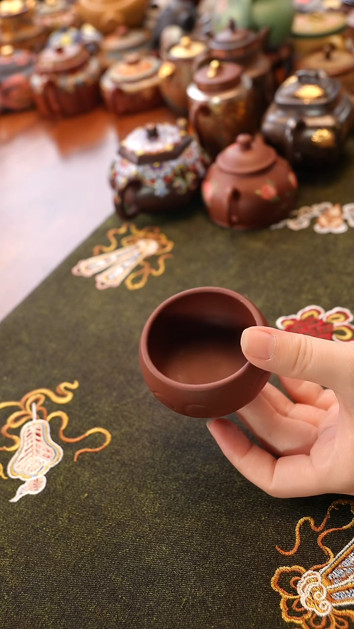 紫泥如意杯宜兴紫砂