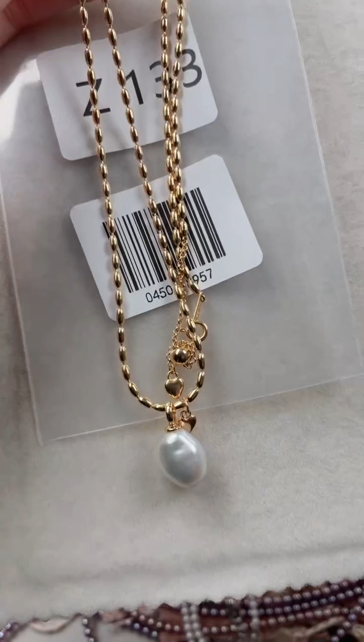 银S925镶嵌套链海水珍珠Z133
