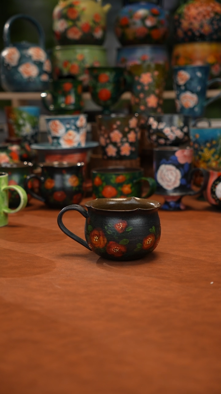 紫砂油画手绘釉下彩