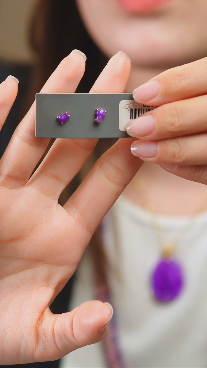 18K金镶嵌苏纪石（舒俱来）耳钉66