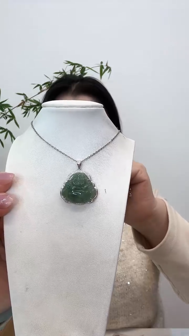 【闪购商品】翡翠吊坠(赠链)银S925镶嵌佛公