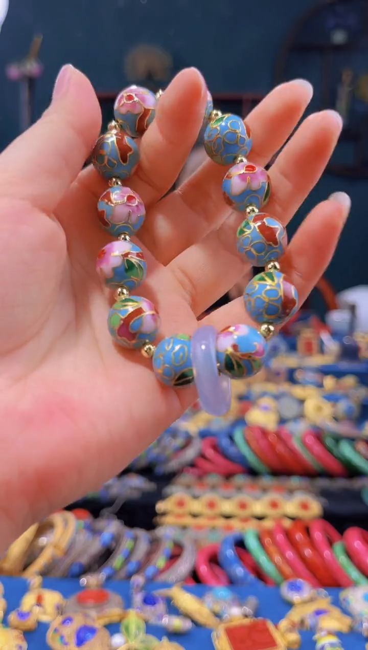 非遗 景泰蓝手串1.4天蓝