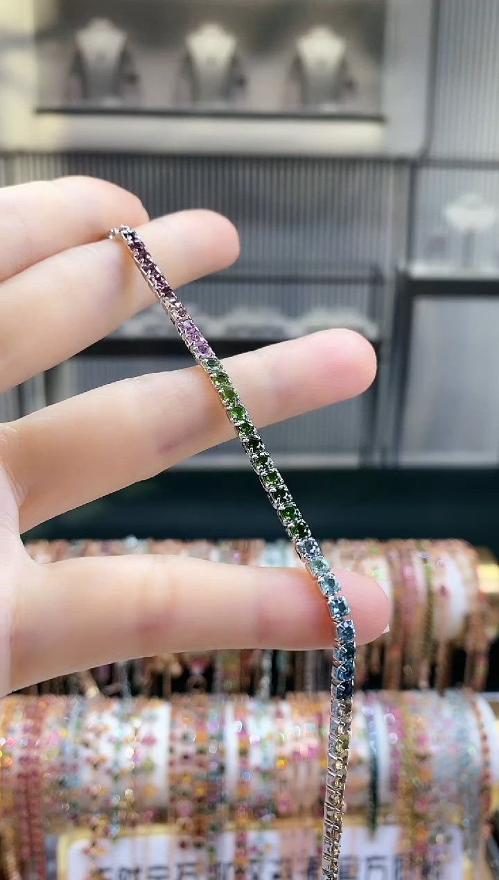 银S925镶嵌手链碧玺ღ****࿐6666666666