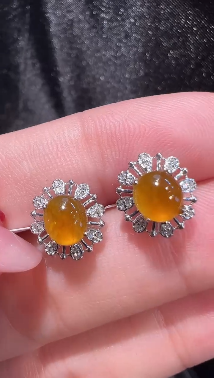 18K金镶嵌翡翠耳饰AL6耳钉