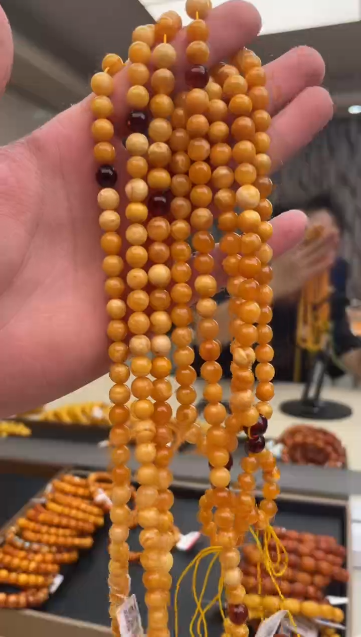 【闪购商品】琥珀裸石未镶嵌7mm蜜蜡108多样性发其一C00166