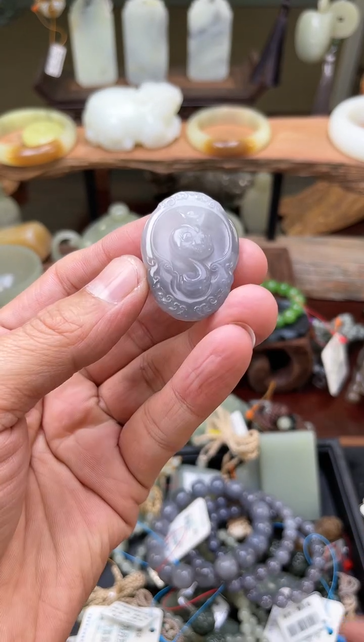 【闪购商品】和田玉吊坠未镶嵌青海烟紫 蛇随形