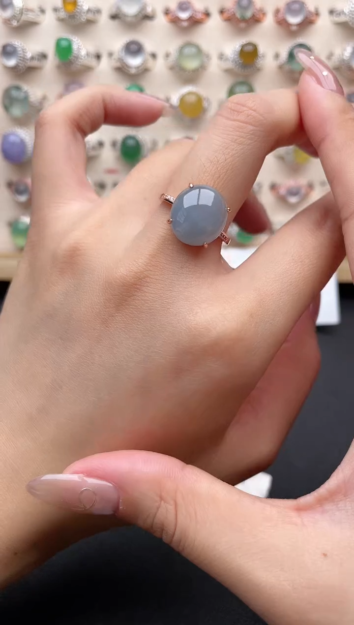 【闪购商品】翡翠戒指银S925镶嵌一物一证一礼盒