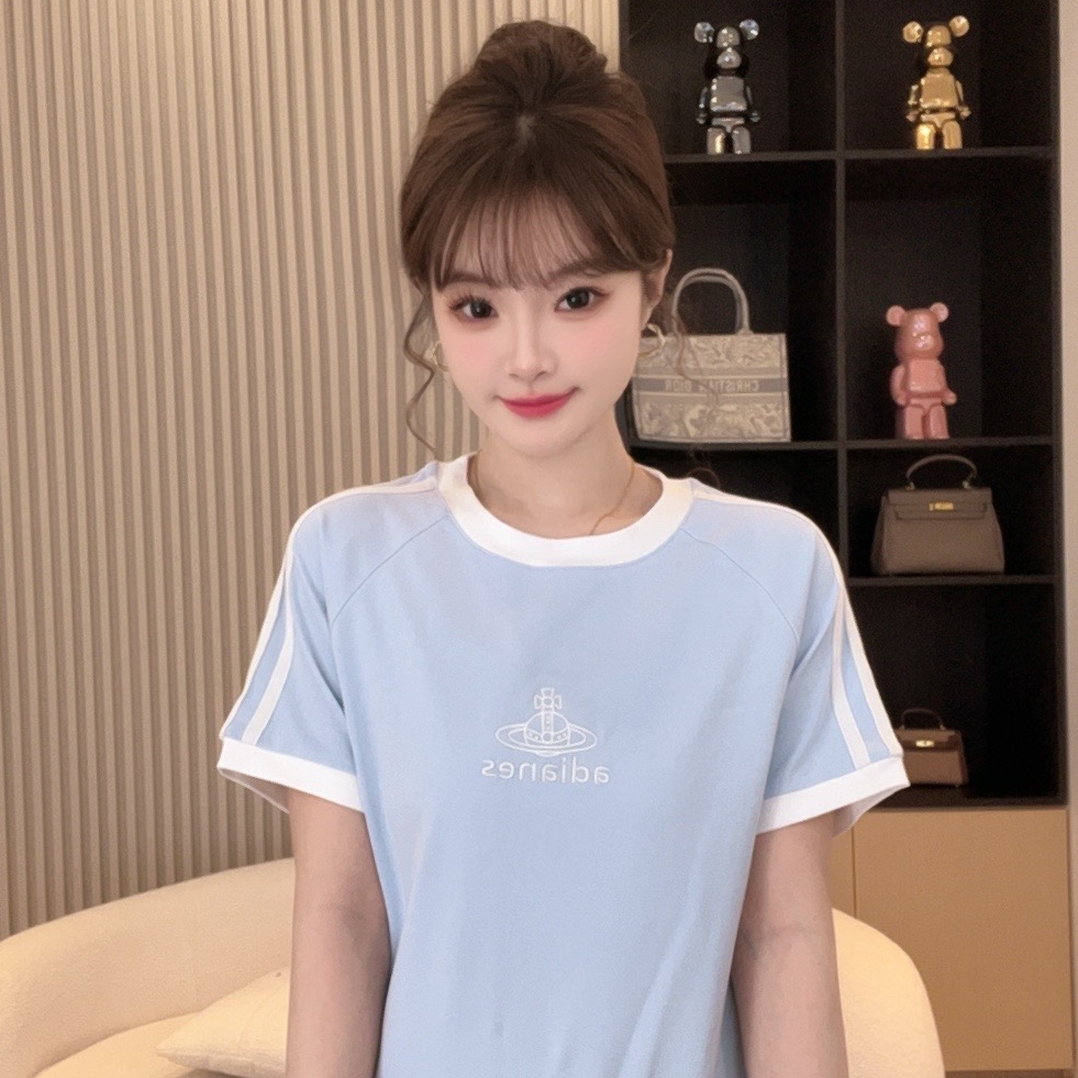 珊珊SOYFSD-2024年新款上衣时尚圆领百搭套头显瘦修身B0045