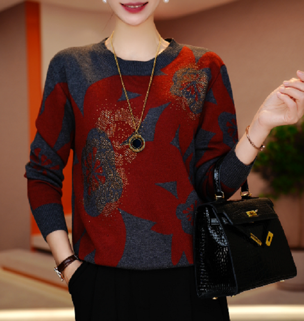 秋冬保暖毛衣抗起球高端洋气显瘦百搭减龄气质时尚套头V24Q1088