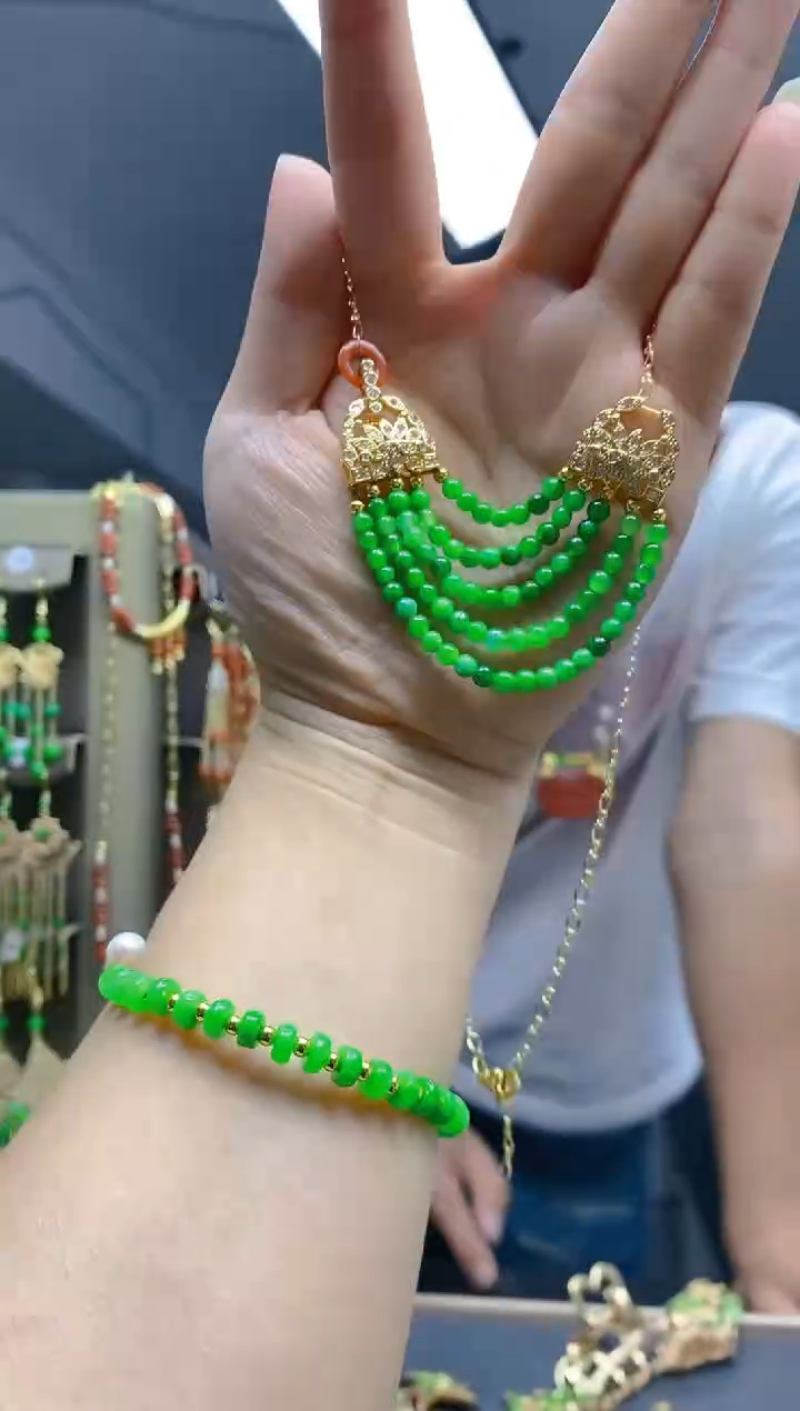 翡翠合金耳饰0279翡翠锁骨链