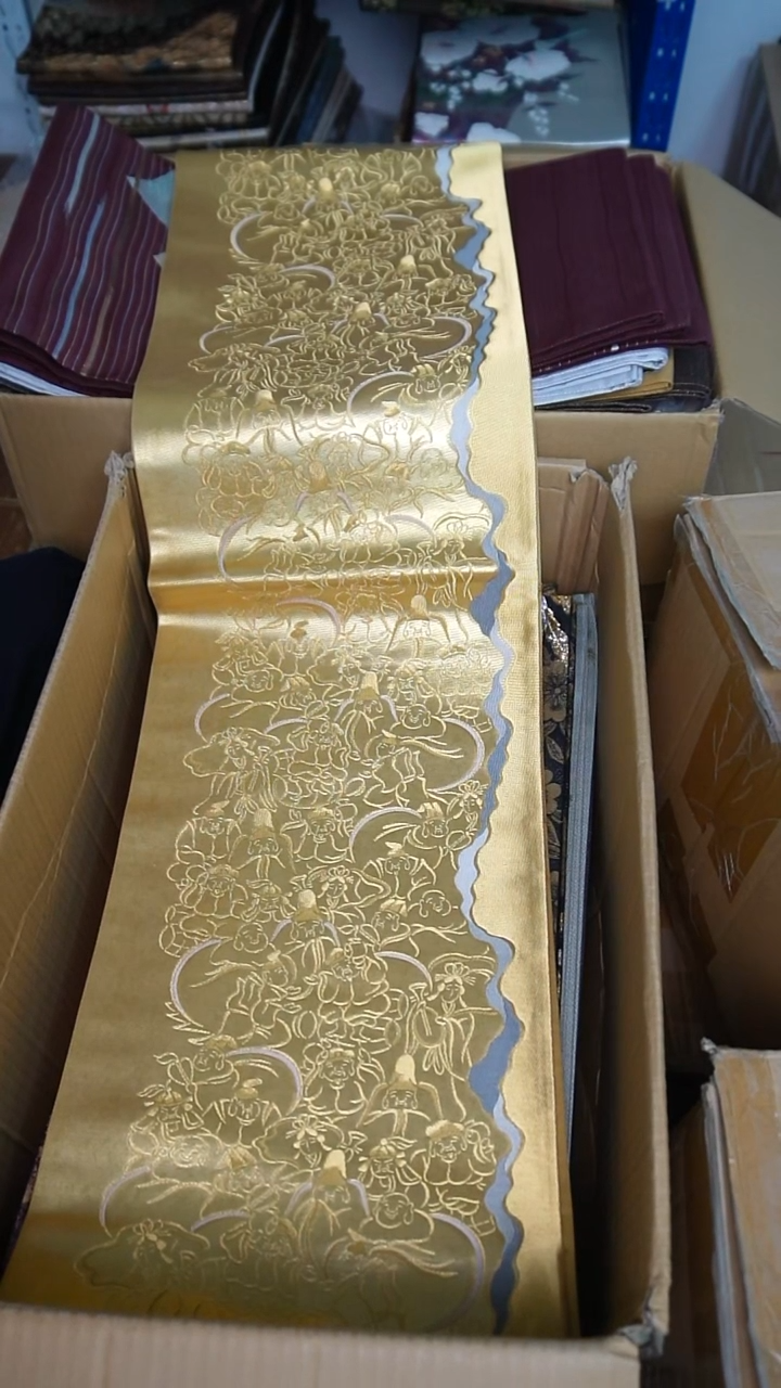 织绣10织金箔底七福神
