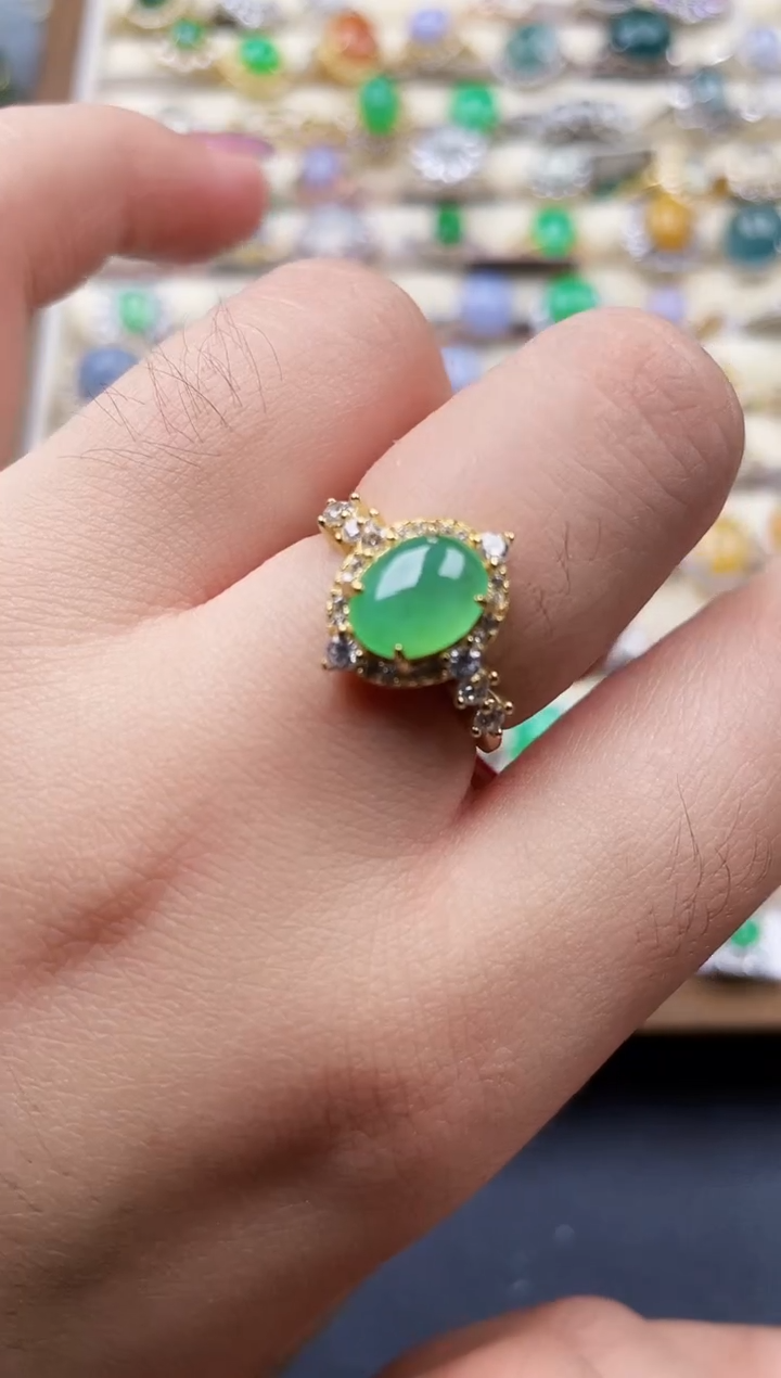 银S925镶嵌戒指翡翠45