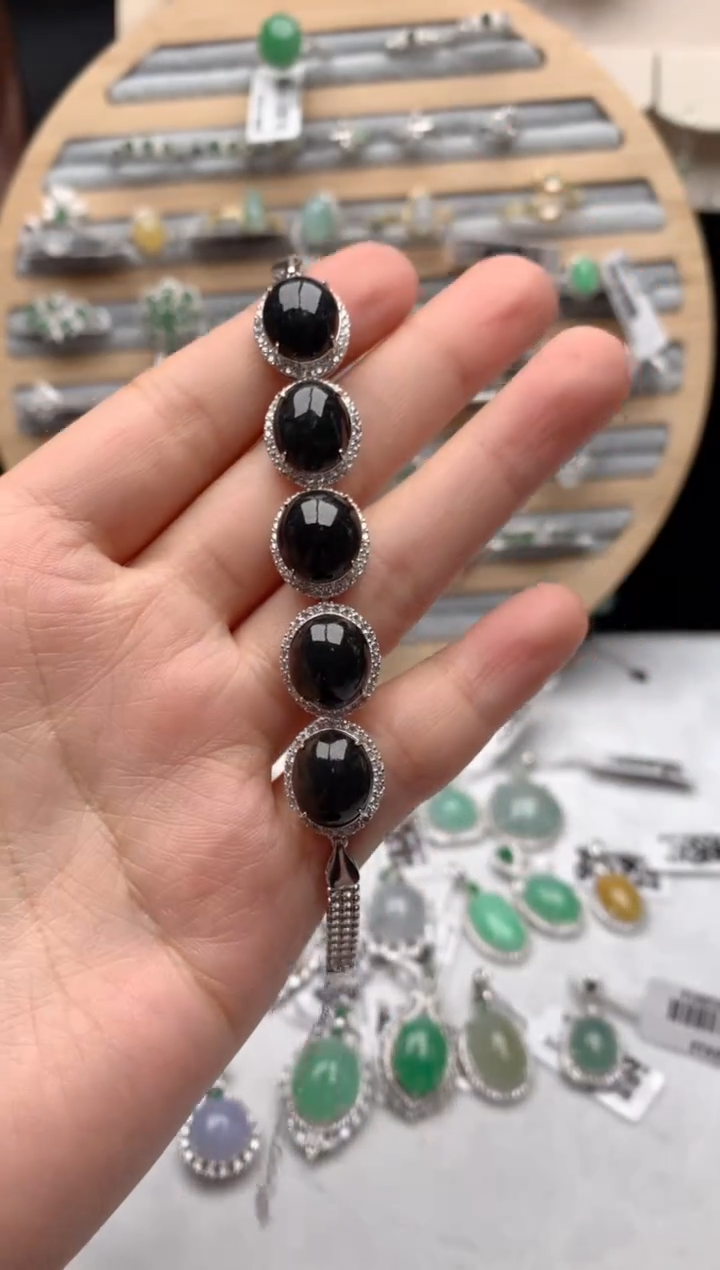 【闪购商品】翡翠手链银S925镶嵌1号