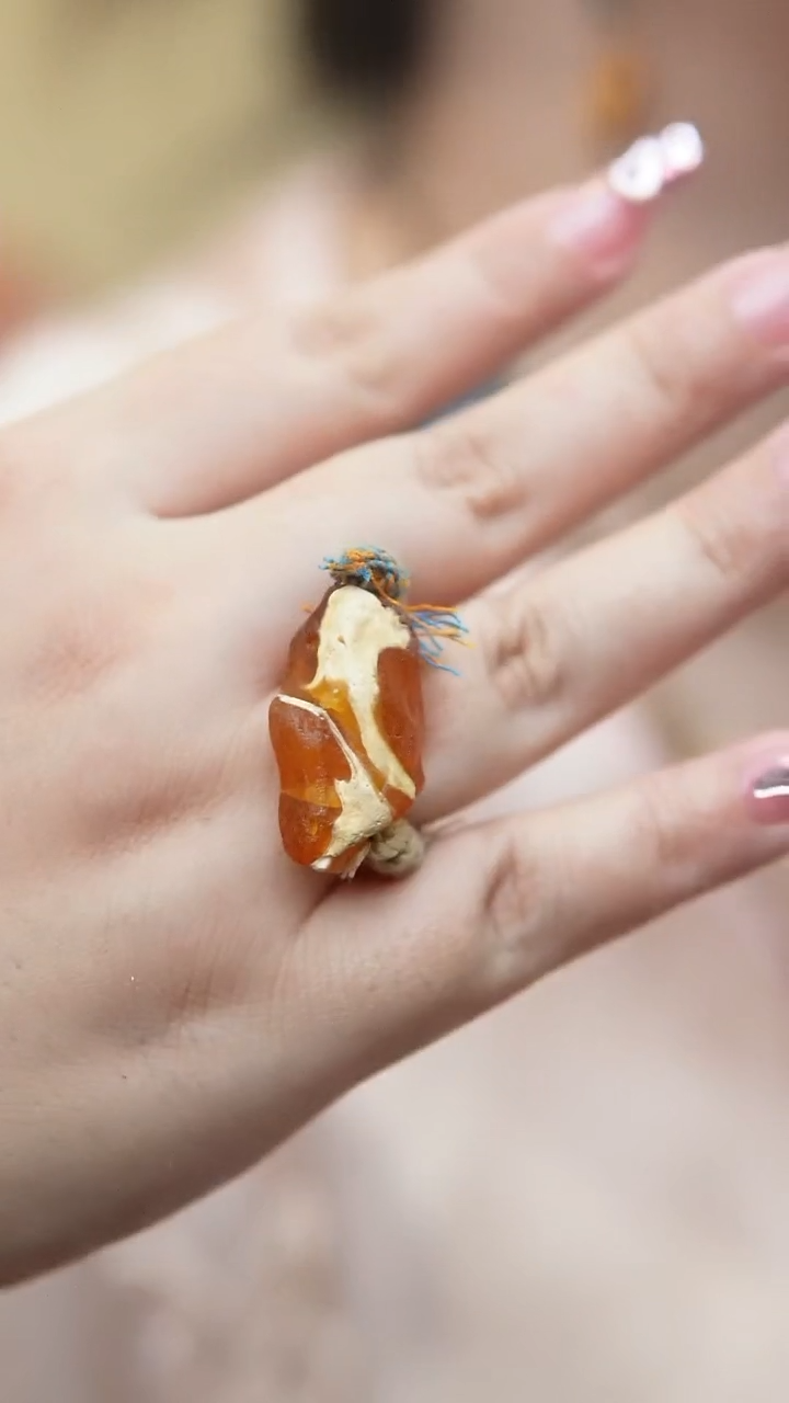 蜜蜡颈饰未镶嵌*设计款*蜜蜡原石戒指*百搭