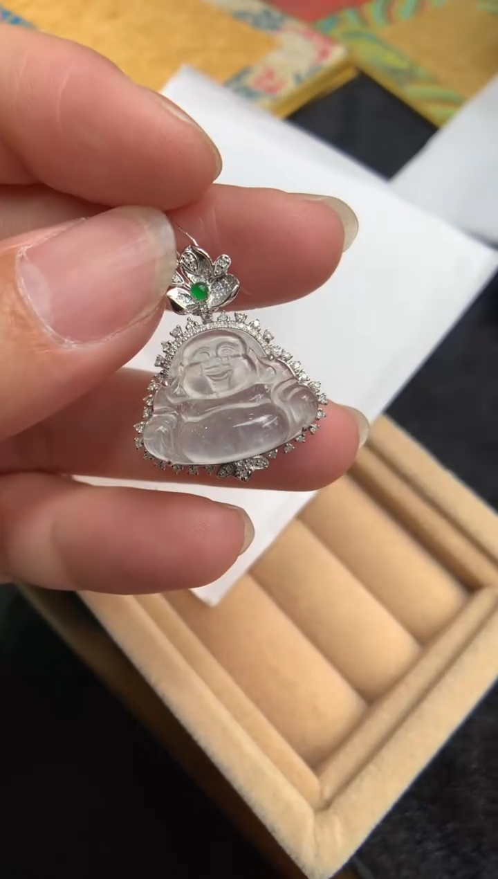 【闪购商品】翡翠颈饰18K金镶嵌佛公