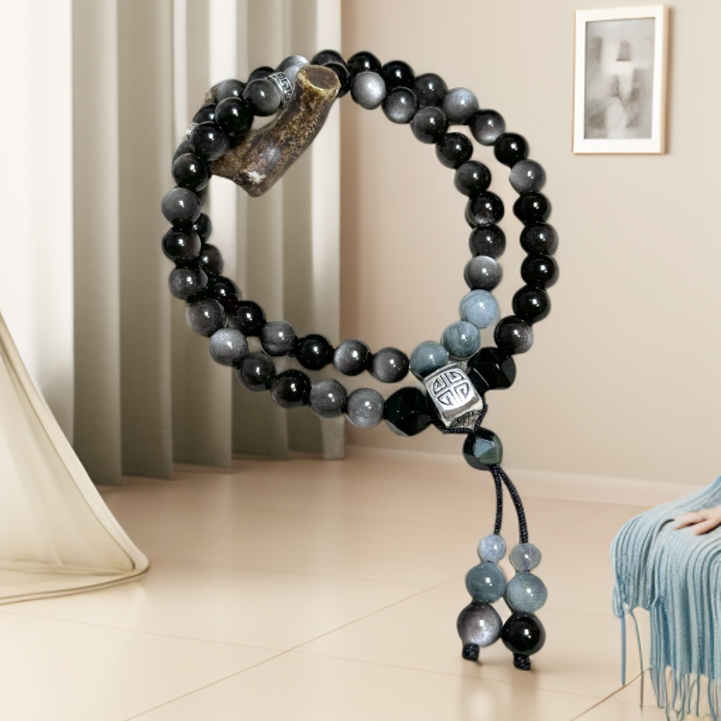 非金属仿水晶手链 R9手链云墨叠戴手串男女通用复古百搭国风手链