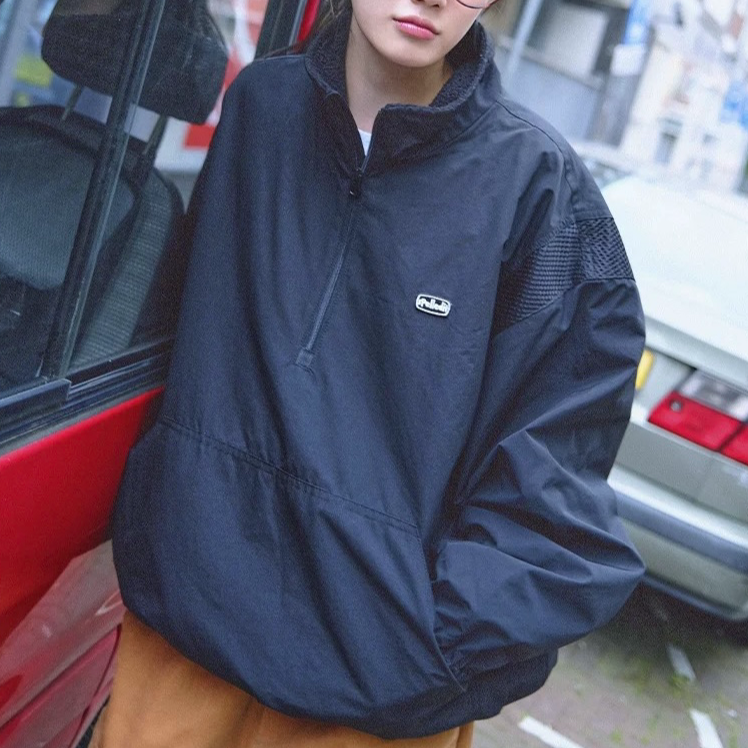 sp黑色半拉链棉服外套特特特