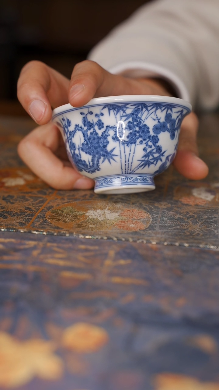 【闪购商品】杯沐茗古韵松竹梅压手杯