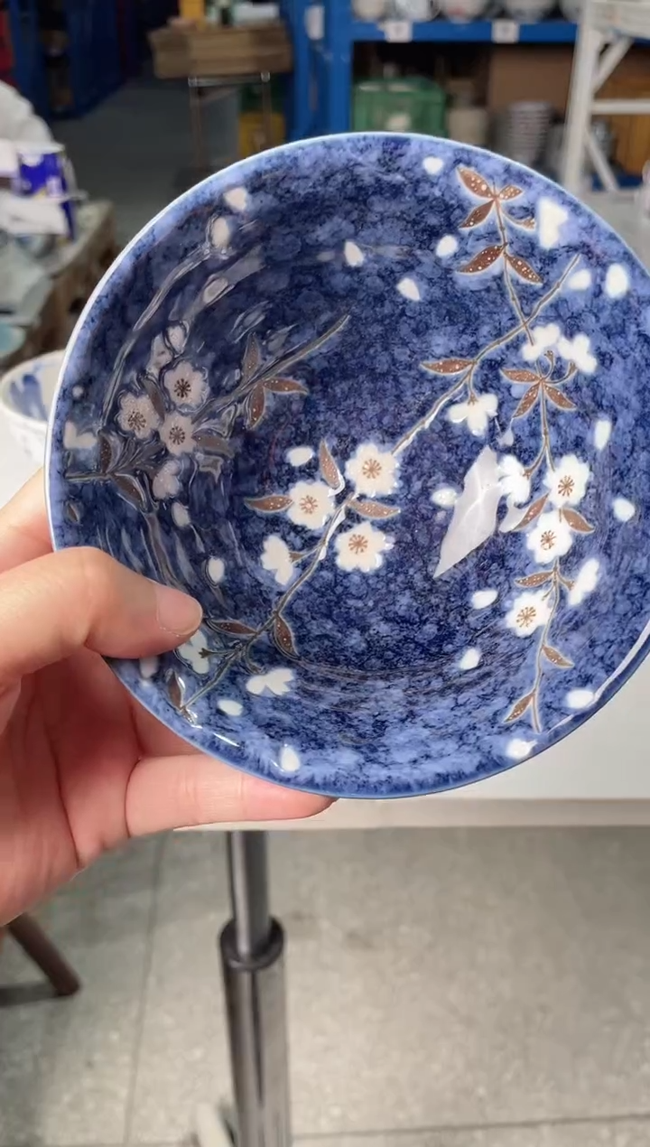 陶瓷蓝雪白樱【2支】5英寸斗笠米饭碗