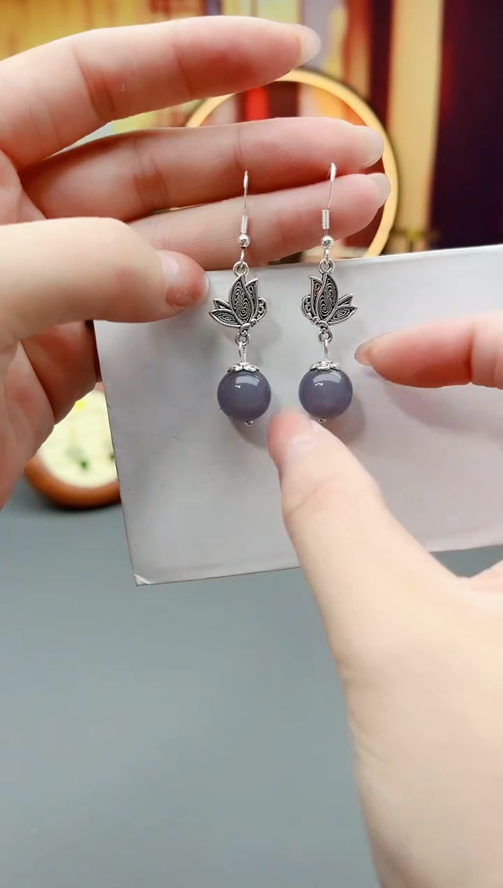 银S925镶嵌耳钉玛瑙/玉髓231